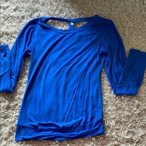Royal blue open T-back super soft long sleeve